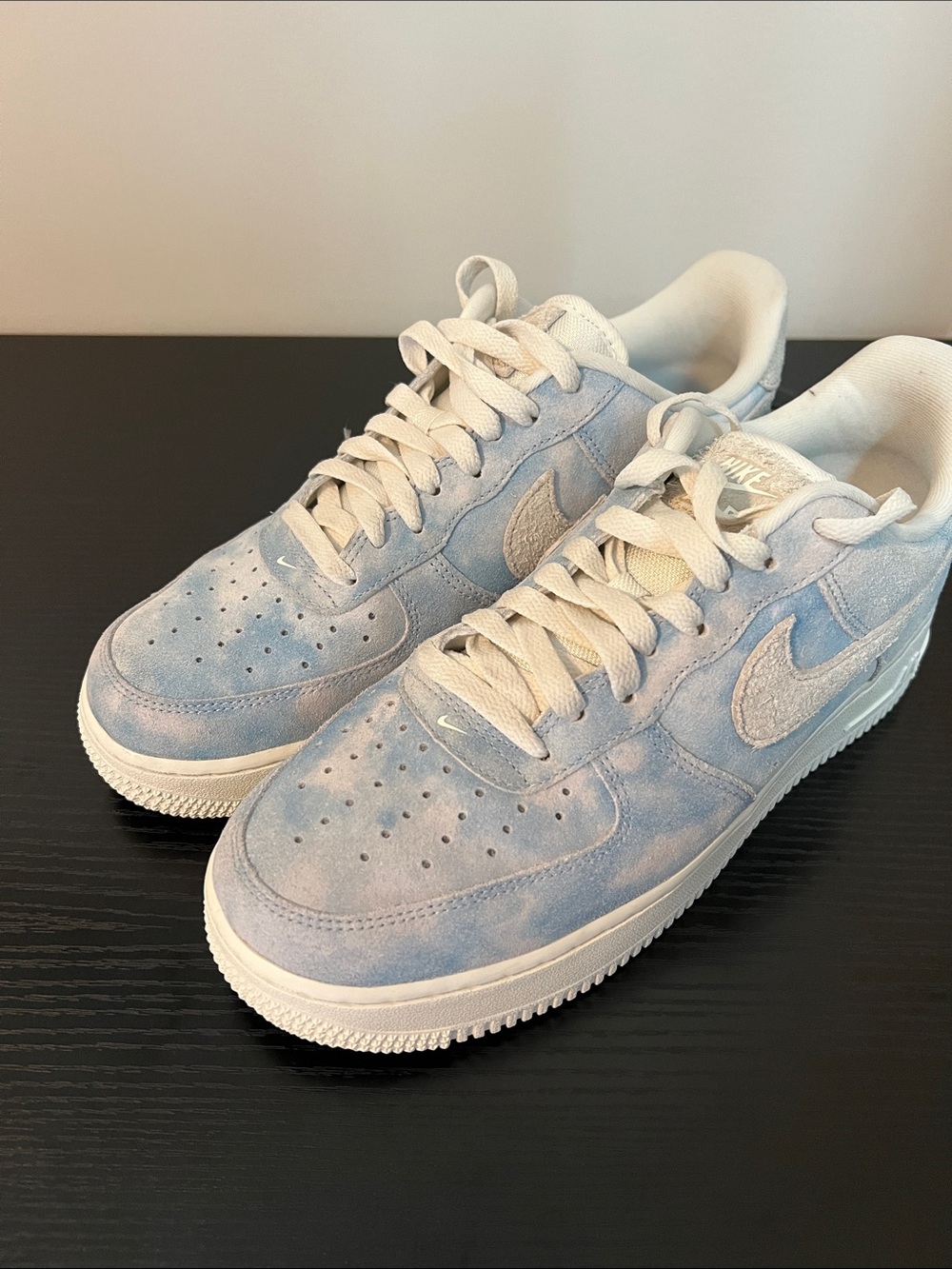 Nike Air Force 1 Pale Blue Suede Low-Top Sneakers